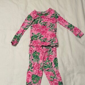 Lilly Pulitzer Pink and Green Floral Kids Pajama Set